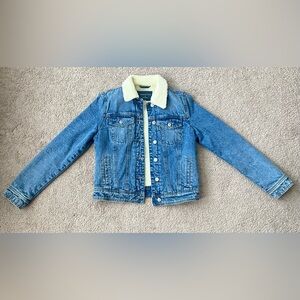 Aeropostale Blue Jean Jacket with Cream Sherpa Collar